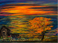 Autumn Water by JMAR, sunset over water with autumn tree