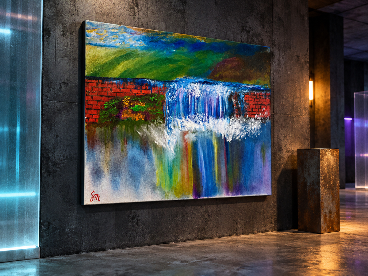 Prism Imprison large print in a futuristic concrete gallery